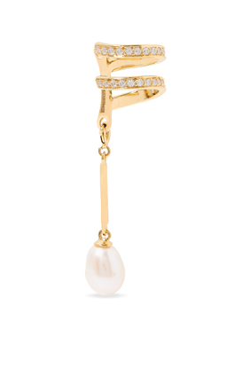 Encrusted Spiral Pear Drop Single Earcuff