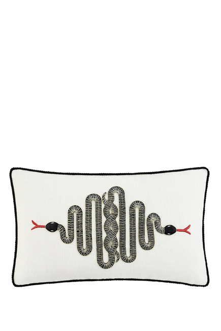 Snake Embroidered Pillow