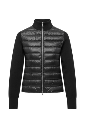 Padded Wool Zip-Up Cardigan