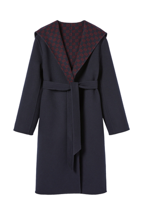 Reversible Wool Silk Hooded Coat