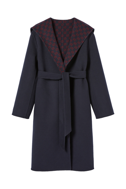 Reversible Wool Silk Hooded Coat