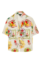 Retro Print Tie Front Shirt