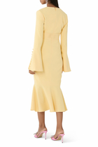 Salma Fluted Sleeves Longline Fishtail Midi Dress