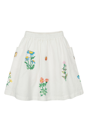 Kids Floral Embroidered Skirt