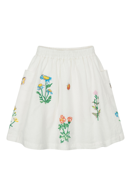 Kids Floral Embroidered Skirt