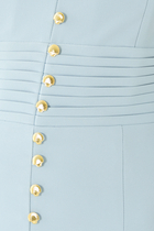 Serena Fluted Sleeves Micro Shell Button Midi Dress