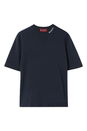 Silk Cotton T-Shirt with Intarsia