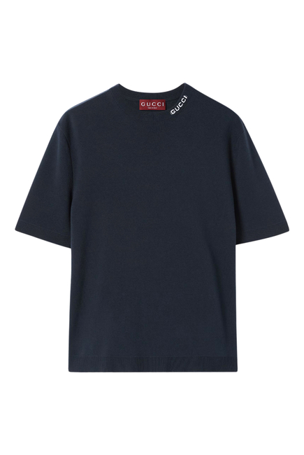 Silk Cotton T-Shirt with Intarsia