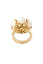 Raindrop Flower Ring, 18K Yellow Gold with Pearls & Diamonds