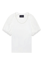 Tulle Overlay Puff Sleeve T-Shirt