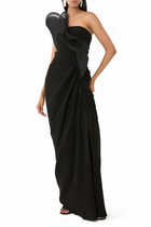  Draped Ruffle Gown 