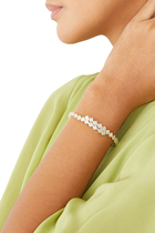 Wrap Around Bangle, Gold-Plated Brass, Diamond & Cubic Zirconia