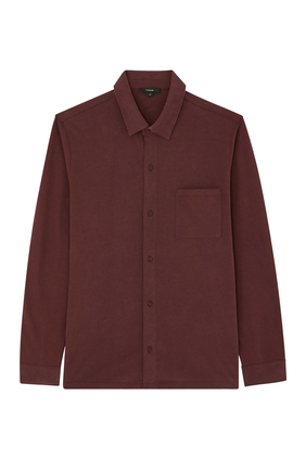 Sueded Cotton Jersey Button-Front Shirt