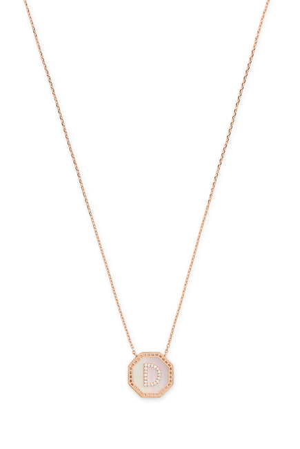 Harf Turath Letter D Necklace, 18k Rose Gold & Diamonds
