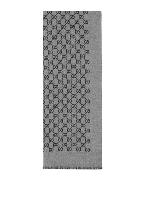 Double Jacquard GG Wool Scarf