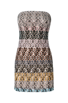 Mini Dress in Striped Embroidered Lace