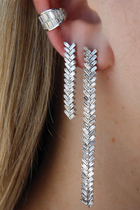 Short Baguette Diamond Zipper Earrings, 18k White Gold & Diamonds