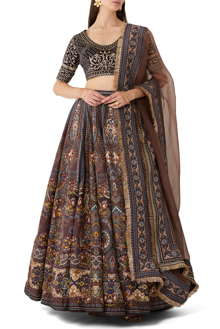  Printed Lehenga Set with Chrome Blouse