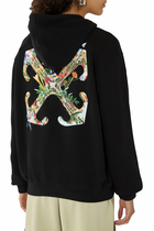 Arrow Glass Flower Pocket Hoodie 
