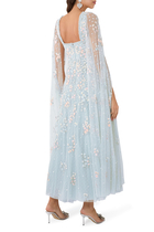 Versailles Ditsy Cape Sleeves Ankle Gown