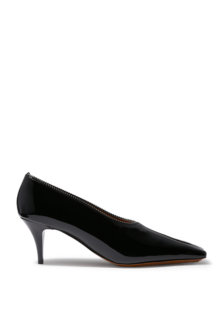 Square-Toe 60 Patent Kitten Heels