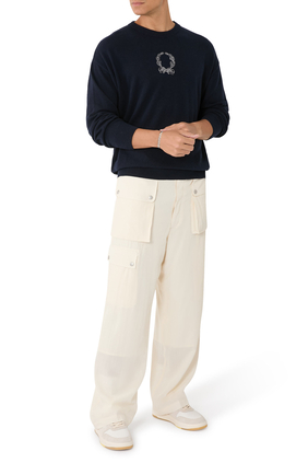 Laurel Crown Logo Wool and Cashmere Pullover