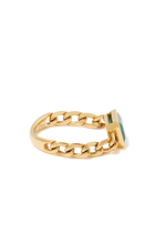Vintage Thick Chain, 18k Yellow Gold & Emerald