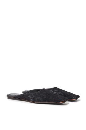 Square-Toe Lace Backless Mules