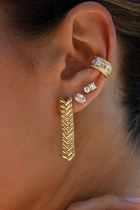 Small Palm Leaf Studs, 18k Yellow Gold & Diamonds