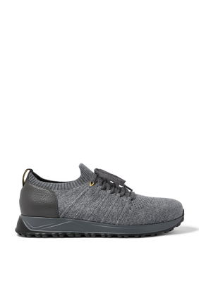 Ribbed Trim Lace-Up Sneakers