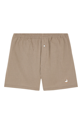 Goose Embroidered Striped Poplin Shorts