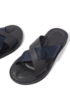 Jacquard Logo Leather Sandals