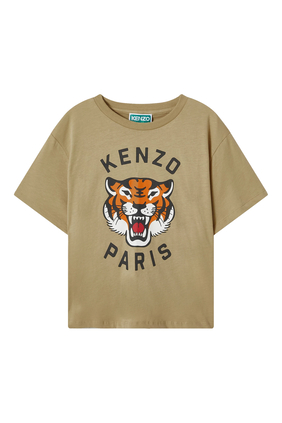 Kids Lucky Tiger Cotton Jersey T-Shirt
