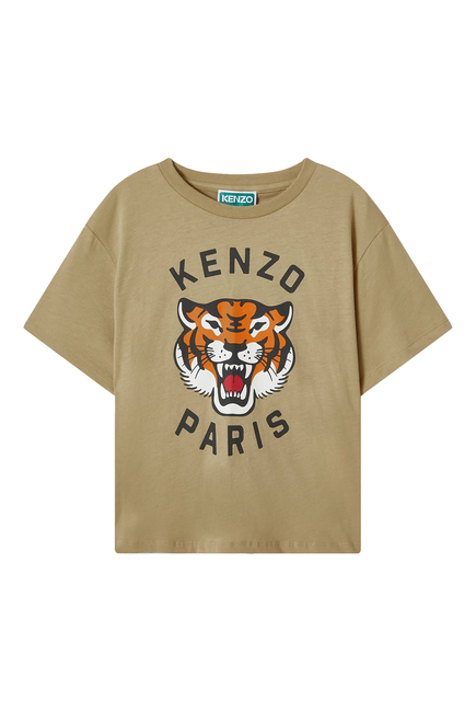 Kids Lucky Tiger Cotton Jersey T-Shirt