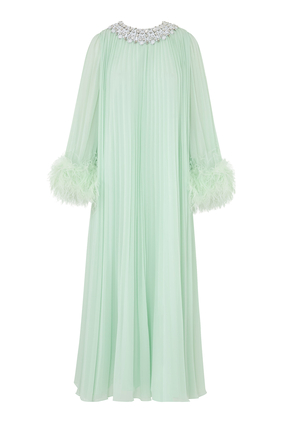 Chiffon Feather Midi Dress