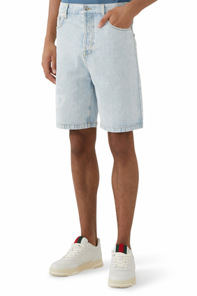 Lasered Denim Shorts