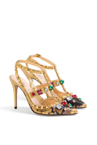 Rockstud 100 Pumps in Jacquard Après L’Hiver fabric with Crystals