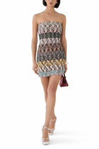 Mini Dress in Striped Embroidered Lace