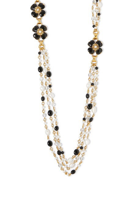 Trefle Long Necklace, 24k Gold-Plated Natural Rock Crystal
