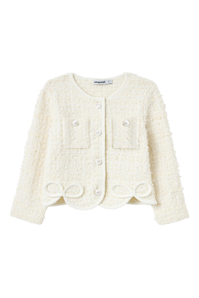 Kids Textured Bow Detail Cardigan