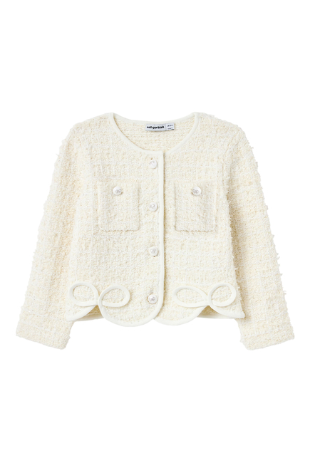 Kids Textured Bow Detail Cardigan