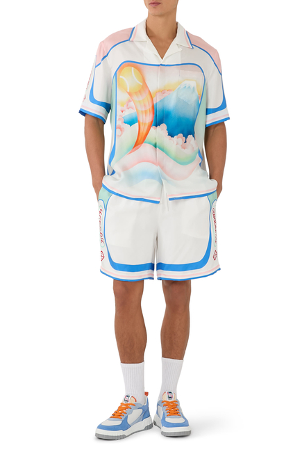Fuji Dream Short-Sleeve Silk Shirt