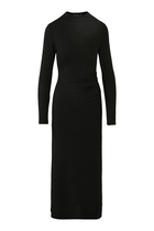 Rib Funnel Neck Midi Dress