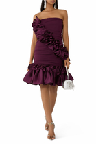 Strapless Mini Dress with Ruffles 