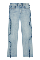 Curved Zipper Pants with Basketball Mesh