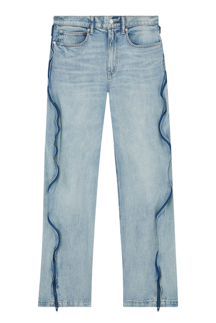 Curved Zipper Pants with Basketball Mesh