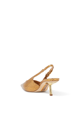 Baker 90 Snake Print Slingback Pointed Toe Pumps