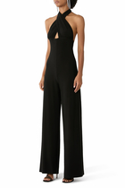 Cross Halter Straight Leg Jumpsuit