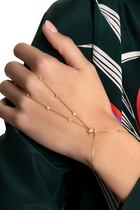 Turathi Hand Chain, 18k Yellow Gold & Diamonds, Emerald