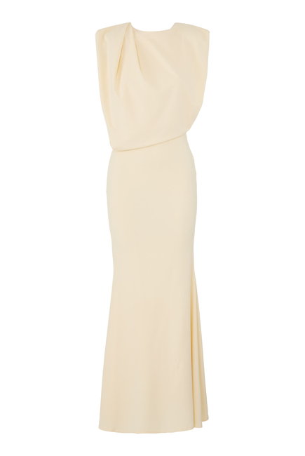 High-Neck Maxi Dress with Draping Detail
